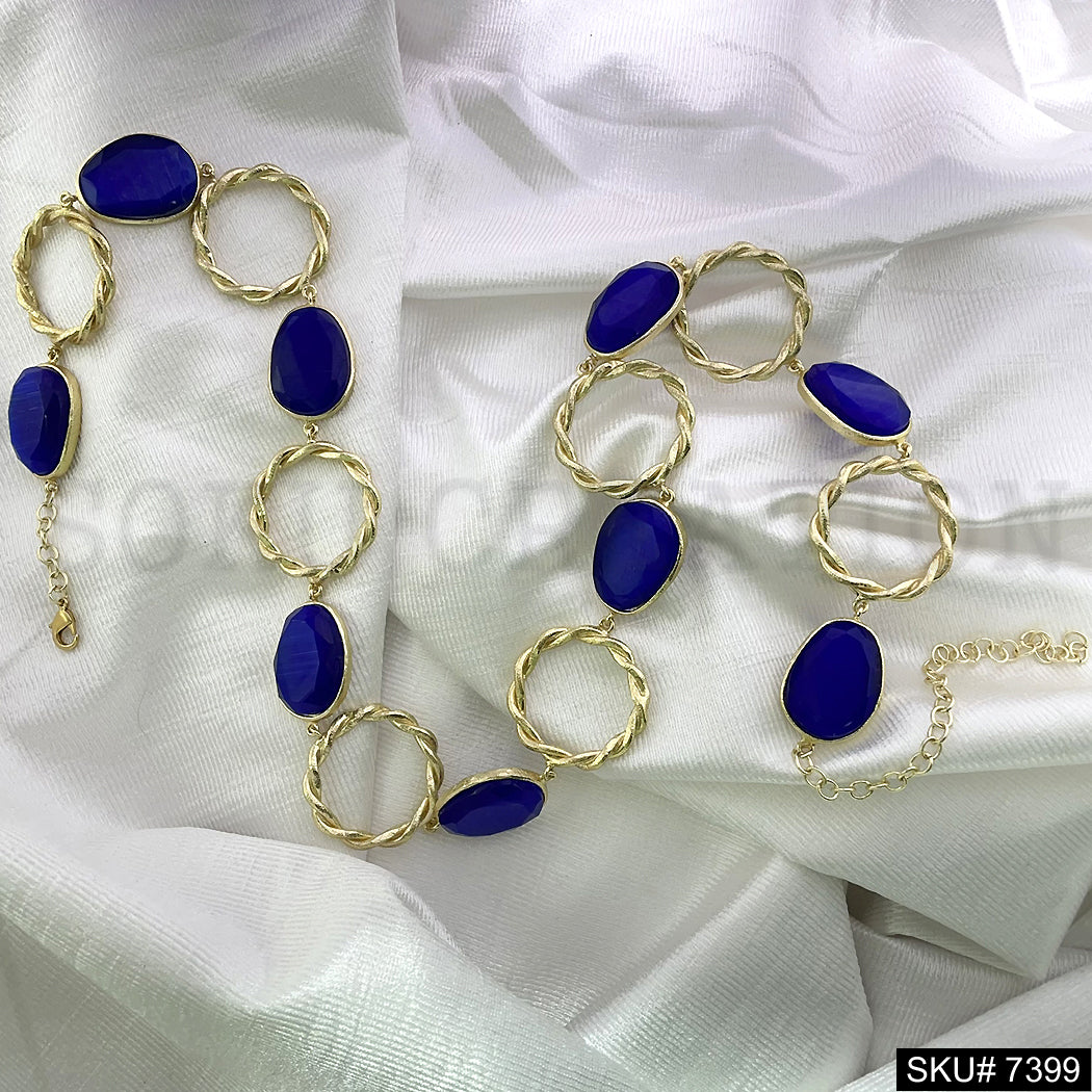 Gold plated  gemstone Necklace SKU7399