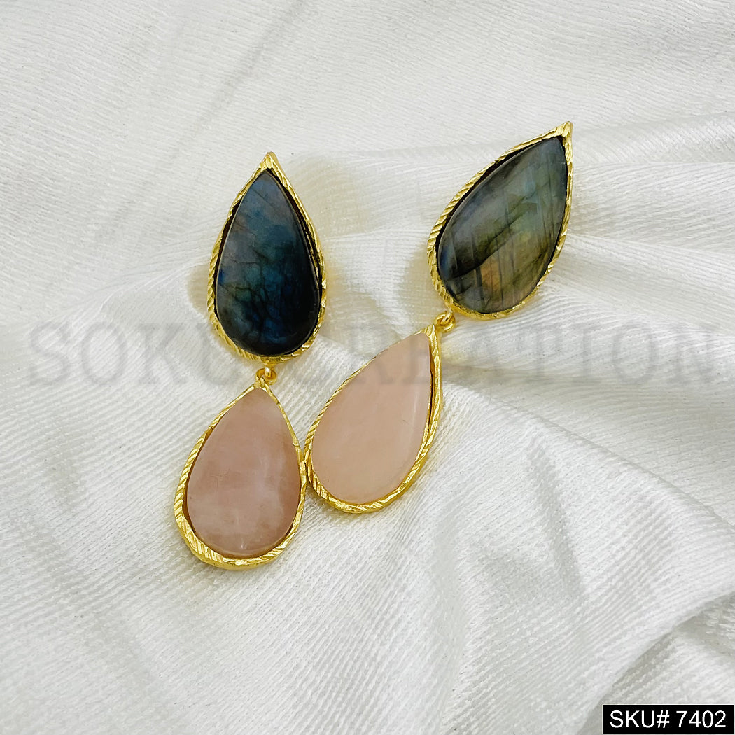 Gold plated Drop and Dangle Gemstone Earring SKU7402