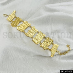 Gold plated Paper textured wide Bracelet  SKU7408