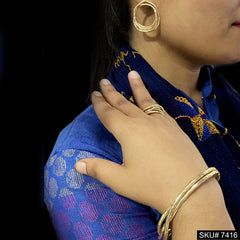 Gold plated Rope Shape jwelery set earrings bangle and ring SKU7416
