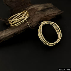 Gold plated Rope Shape jwelery set earrings bangle and ring SKU7416