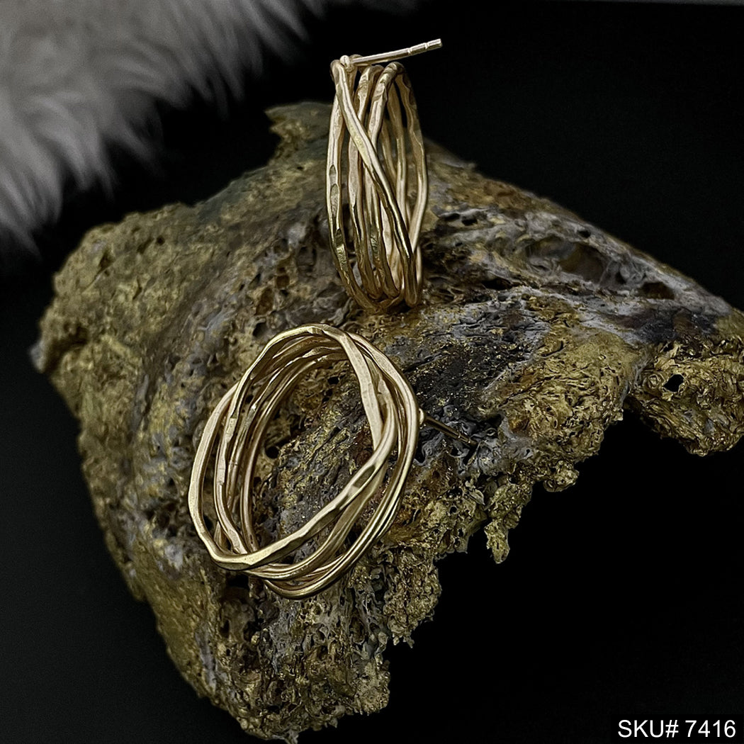 Gold plated Rope Shape jwelery set earrings bangle and ring SKU7416