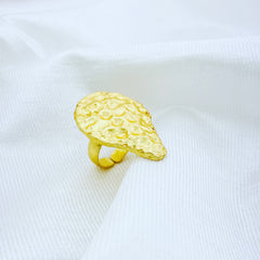 Gold plated uneven hammered form adjustable Handcrafted Ring 