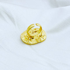Gold plated uneven form adjustable Handcrafted Ring 